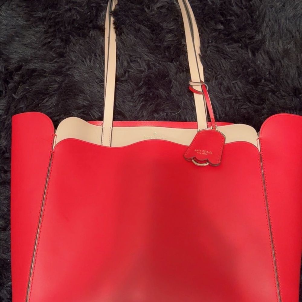 Kate Spade Red and Cream Tote Bag with matching wallet